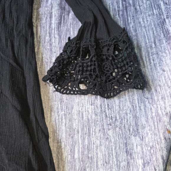 La Blanca Black Crochet Lace Trim V Neck Beach Cover Up Tunic Dress XL - Picture 8 of 11